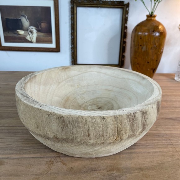 Threshold Studio McGee Wooden Bowl, Rustic Coffee Table Bowl Fruit Bowl - Picture 1 of 9